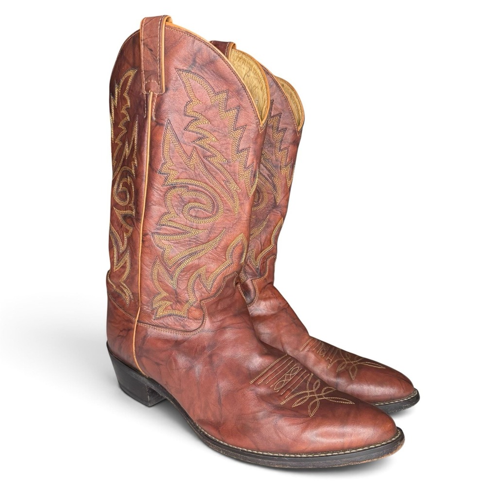 Justin Western Leather Boots 13 D Classic Chestnut Deerlite Marbled Brown 1560